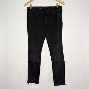 Armani Exchange Womens Black Goth Punk Biker Double Knee Cropped Skinny Jeans 30